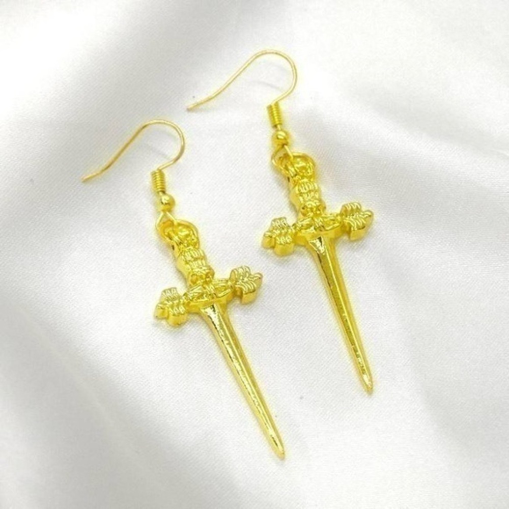 Gold Sword Earrings